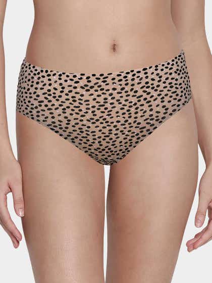 Susie Almond Buff Printed Full Coverage Hipster Panty