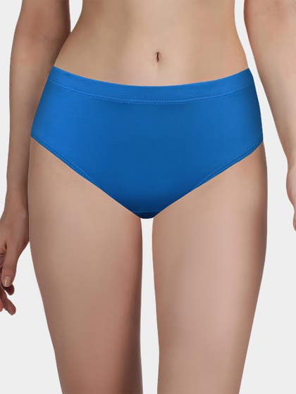 Susie Aqua Blue Solid Full Coverage Hipster Panty