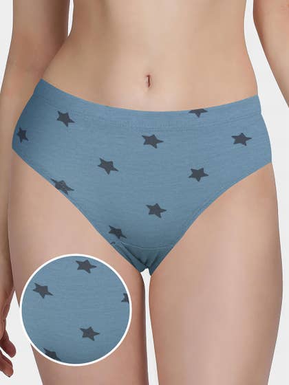 Susie Blue Navy Star Printed Full Coverage Hipster Panty