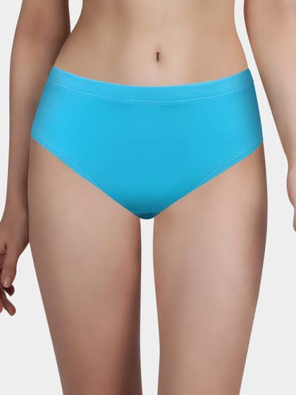 Susie Blue Solid Full Coverage Hipster Panty