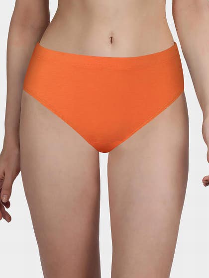 Susie Bright Orange Solid Full Coverage Hipster Panty