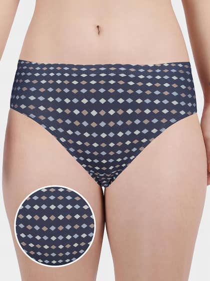Susie Dark Blue Printed Full Coverage Hipster Panty