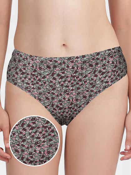 Susie Dark Grey Floral Printed Full Coverage Hipster Panty