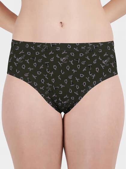 Susie Deep Green Printed Full Coverage Hipster Panty