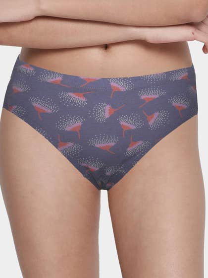 Susie Dusty Purple Floral Print Full Coverage Hipster Panty