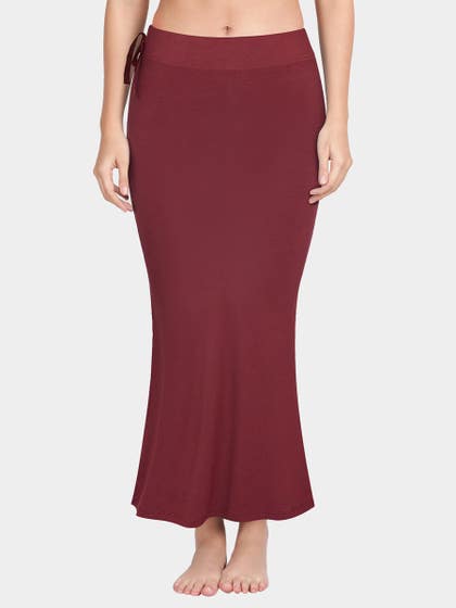 United Classic Cabernet Red Side Slit Everyday Saree Shapewear
