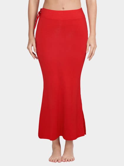United Classic Fiery Red Side Slit Everyday Saree Shapewear