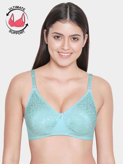 Susie Delicate Blue Non Padded Lace 3/4th Coverage Everyday Bra