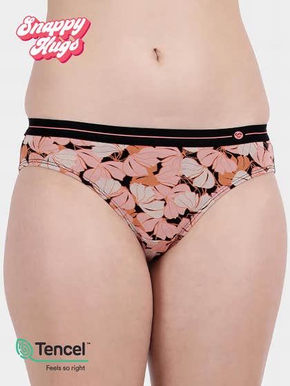 Shyaway Snappy Hugs Coral Black Printed Micromodal Bikini Panty