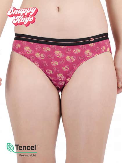 Shyaway Snappy Hugs Raspberry Pink Printed Micromodal Bikini Panty