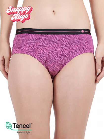 Shyaway Snappy Hugs Hot Pink Printed Micromodal Hipster Panty