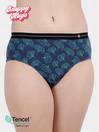 Shyaway Snappy Hugs Navy Peony Printed Micromodal Hipster Panty