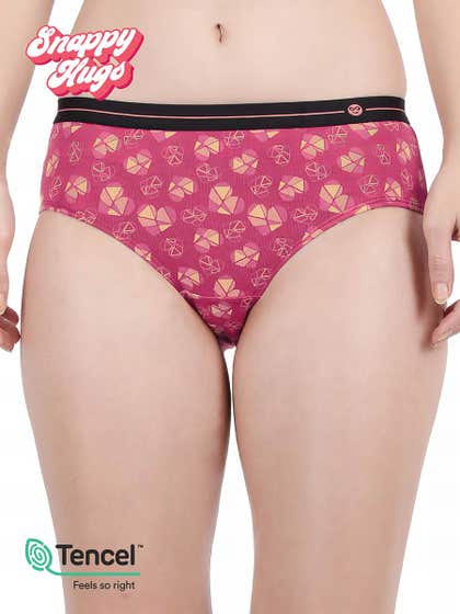 Shyaway Snappy Hugs Raspberry Pink Printed Micromodal Hipster Panty