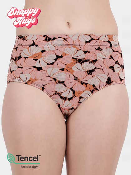 Shyaway Snappy Hugs Coral Black Printed Micromodal Highwaist Hipster Panty