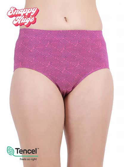 Shyaway Snappy Hugs Hot Pink Printed Micromodal Highwaist Hipster Panty