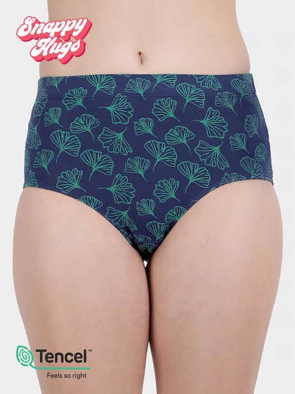 Shyaway Snappy Hugs Navy Peony Printed Micromodal Highwaist Hipster Panty