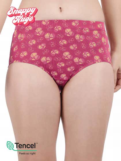 Shyaway Snappy Hugs Raspberry Pink Printed Micromodal Highwaist Hipster Panty