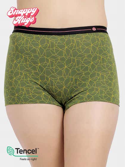 Shyaway Snappy Hugs Citrus Lime Printed Micromodal Boyshorts Panty