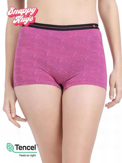 Shyaway Snappy Hugs Hot Pink Printed Micromodal Boyshorts Panty