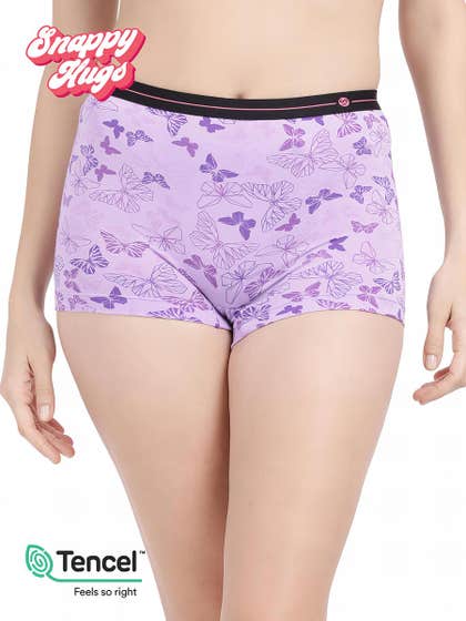 Shyaway Snappy Hugs Orchid Bloom Printed Micromodal Boyshorts Panty