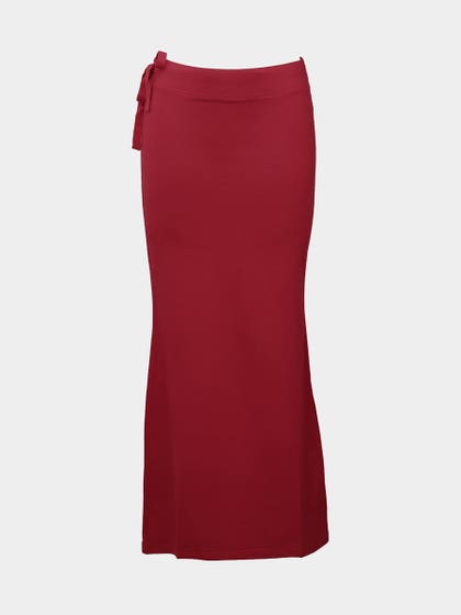 United Classic Chilli Pepper Red Flawless Fit Side Slit Saree Shapewear