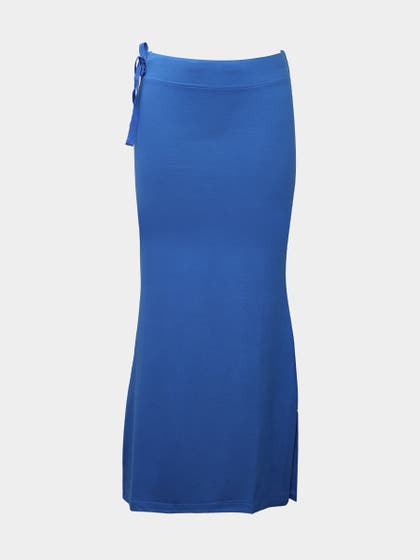 United Classic Sapphire Blue Flawless Fit Side Slit Saree Shapewear
