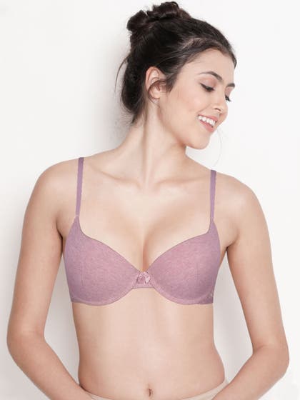 Susie Mauve Melange Padded Wired T Shirt Bra
