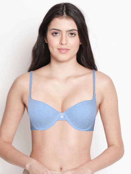 Susie Powder Blue Melange Padded Wired T Shirt Bra