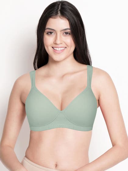 Taabu Bay Green Everyday Broad Strap Padded Wirefree Bra