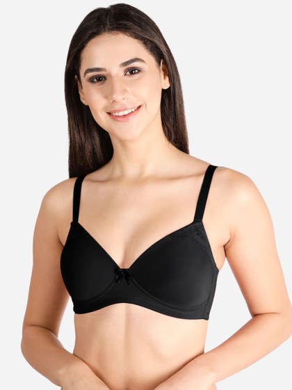 Taabu Black Beauty Side Lace Padded Wirefree Tshirt Bra
