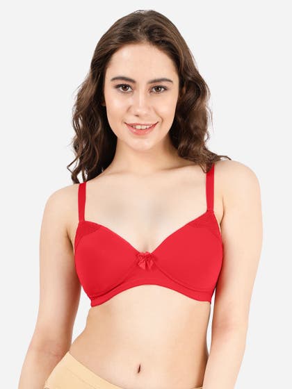Taabu Lava Red Side Lace Padded Wirefree Tshirt Bra
