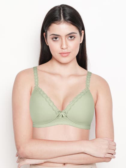 Taabu Bay Green Lace Strap Padded Wirefree T shirt Bra