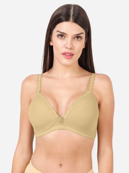 Taabu Buff Skin Lace Strap Padded Wirefree Full Coverage Bra