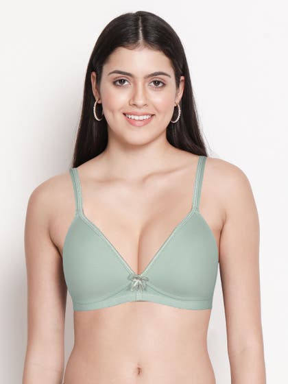 Taabu Bay Green Satin Trim Padded Wirefree T-shirt Bra