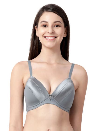 Taabu Monument Grey Everyday Satin Finish Padded Wirefree Bra