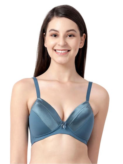 Taabu Ocean Blue Everyday Satin Finish Padded Wirefree Bra