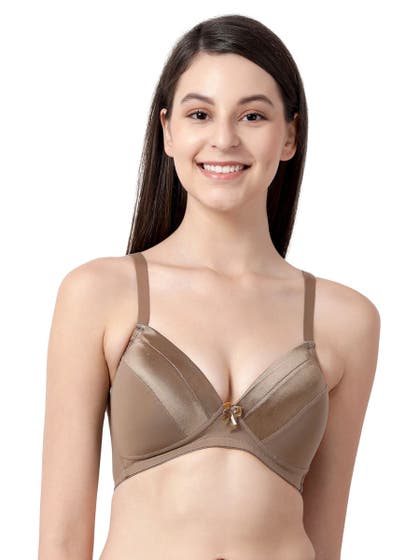 Taabu Taupe Brown Everyday Satin Finish Padded Wirefree Bra