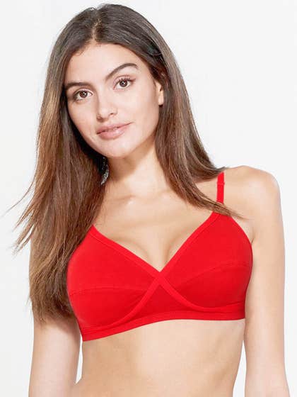 Susie SPECTRA Red Criss Cross Neckline Cotton Unpadded Everyday Bra
