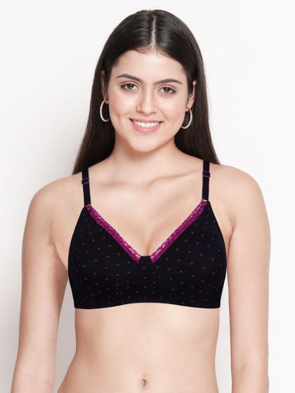 Susie BlackBeauty Dark Pink Polka Printed 3/4th Coverage Bra