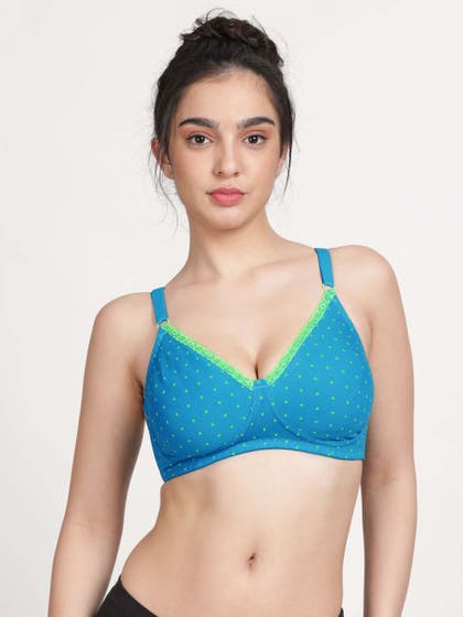 Susie Aquarius Blue Yellow Polka Printed 3/4th Coverage Bra