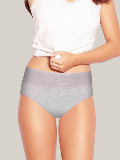 Susie Light Grey Solid Cotton High Waist Hipster Panty