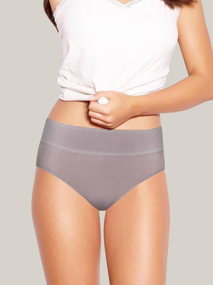 Susie Storm Front Grey Solid Cotton High Waist Hipster Panty