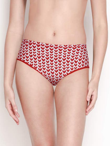 Susie FieryRed Heart Print Full Coverage Hipster Panty