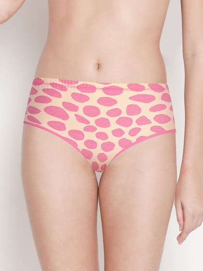 Susie Pink Cream Abstract Print Full Coverage Hipster Panty