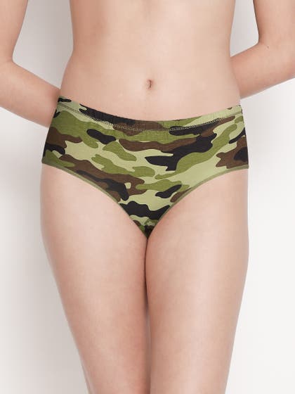 Susie Military Green Camaflouge Print Full Coverage Hipster Panty