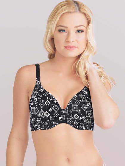 Shyaway HANA Black Geometric Print Seamless T-Shirt Bra