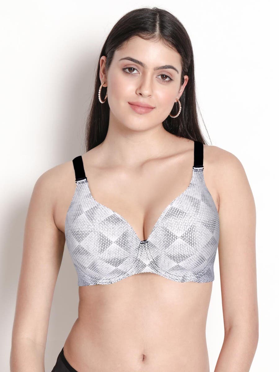 Taabu Black Beauty Heart Print Padded Wirefree T shirt Bra