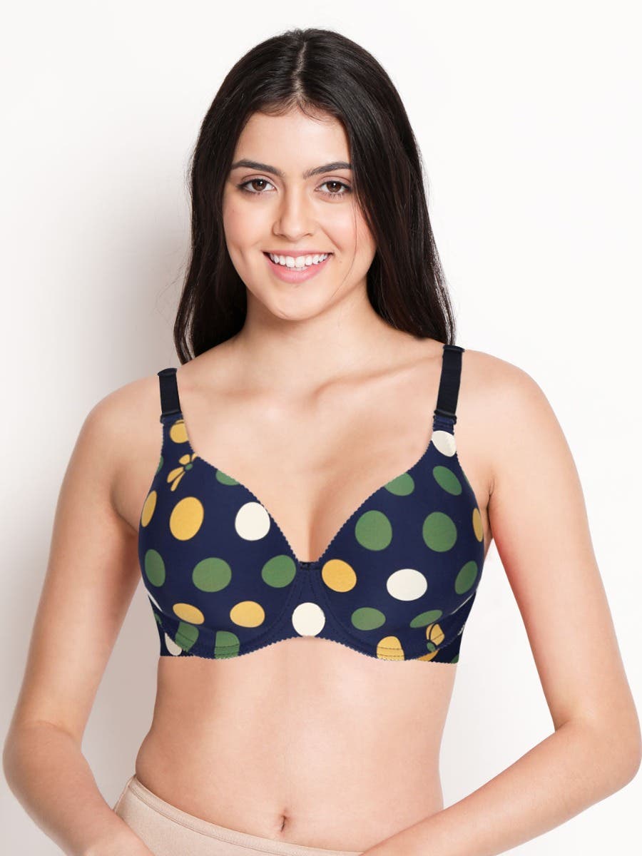 Taabu Black Beauty Heart Print Padded Wirefree T shirt Bra