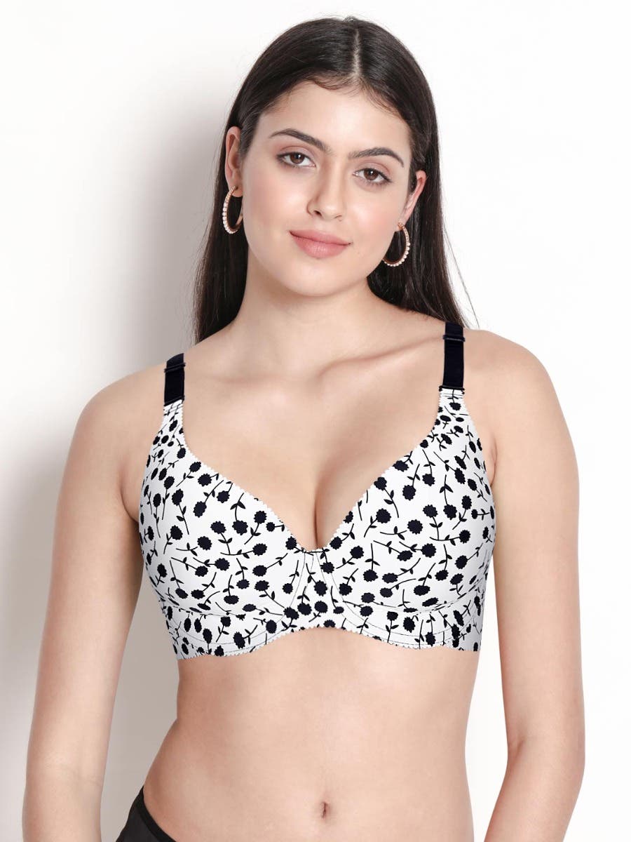 Taabu Black Beauty Heart Print Padded Wirefree T shirt Bra