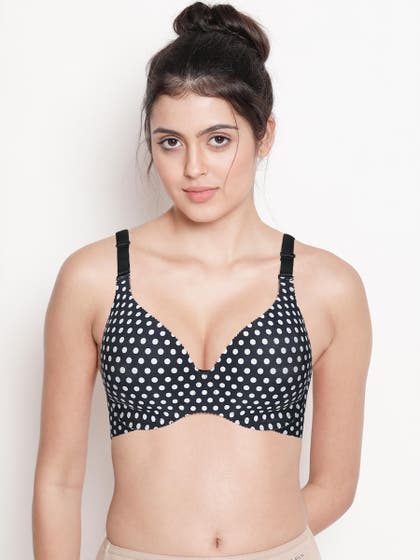 Shyaway HANA Black Beauty Polka Print Seamless T shirt Bra